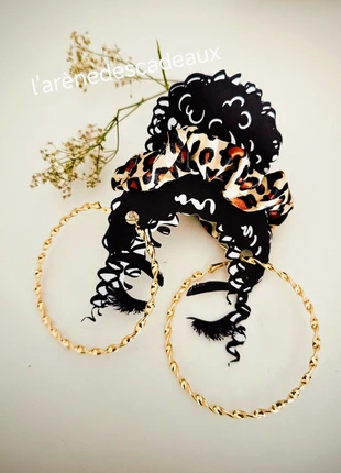 Créoles dorées torsadées + chouchou léopard satiné, estado: Nuevo sin etiquetas, 4,50 €, 5,43 € Protección al comprador incluida