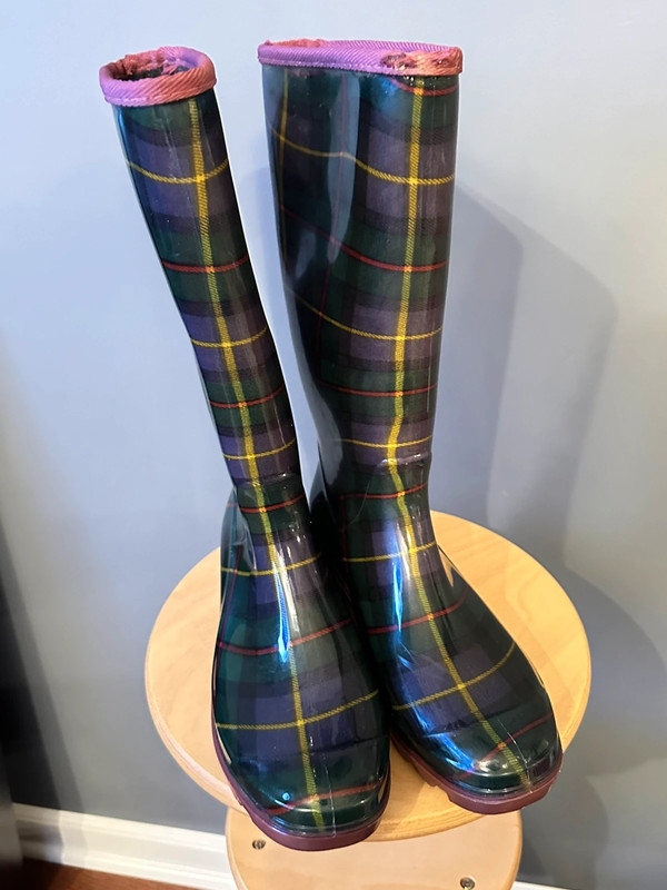 Rain Boots Size 10 Women Napa flex made in Italy Plaid 2