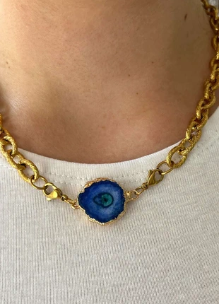 Collier Géode - acier inoxydable, merk: Fait Main, staat: Nieuw met prijskaartje, € 19,90, € 21,60 inclusief Kopersbescherming Pro