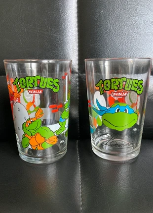 1990 lot x2 verres Tortues Ninja TMNT Leonardo & Michelangelo made in France Mirage Studios, zustand: Gut, 8,00 €, 9,10 € inklusive Vinted-Käuferschutz