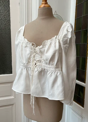 Caraco romantique lin mélangé blanc, brand: H&M, condition: Very good, size: L / 40 / 12, €10.00, €11.20 includes Buyer Protection
