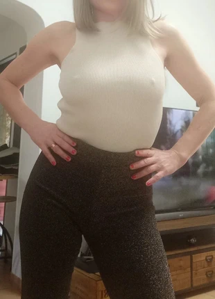 Pantalon pattes Deph disco hippy marron doré, marque: PAS, état: Neuf sans étiquette, taille: S / 36 / 8, 6,00 €, 7,00 € Protection acheteurs incluse