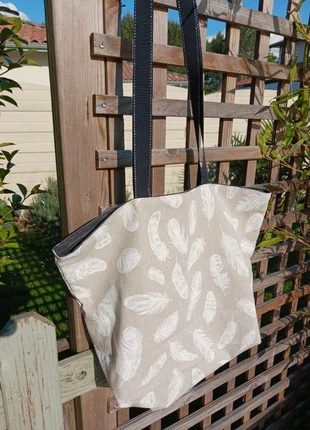 Sac totebag plumes fait main coton & finitions soignées, marca: Fait Main, estado: Novo com etiquetas, €25.00, €26.95 inclui Proteção do Comprador Pro