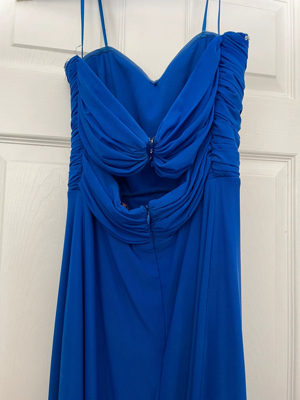 Blue Formal Prom Dress with Crystal Beading - Size 9 - Very Good Used Condition 4