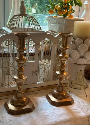 Pair of large antique brass candlesticks, brand: Antique, condition: Good, £45.00, £47.95 includes Buyer Protection