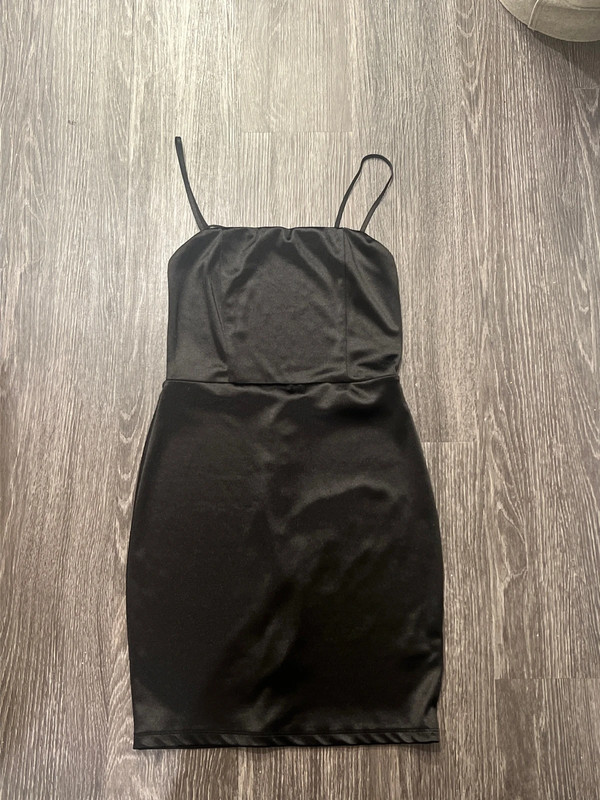 Open back black mini dress 1