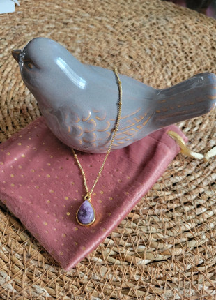 Pendentif lepidolite et chaine acier inoxydable, marque: lithotherapie, état: Très bon état, 14,90 €, 16,35 € Protection acheteurs (Pro) incluse