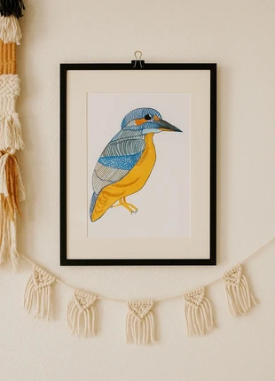Handgemaltes Vogelbild Bunter Eisvogel Originalzeichnung auf A4 Boho Deko, état: Très bon état, 7,00 €, 8,05 € Protection acheteurs incluse