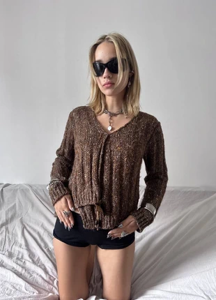 Vintage Y2K Ribbed Knit Brown Cardigan Sweater Jumper, marca: Vintage Dressing, estado: Muy bueno, tamaño: S / 36 / 8, 20,00 €, 21,70 € Protección al comprador incluida
