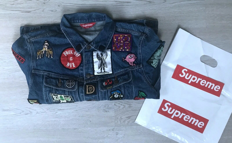 Supreme patches denim on sale jacket