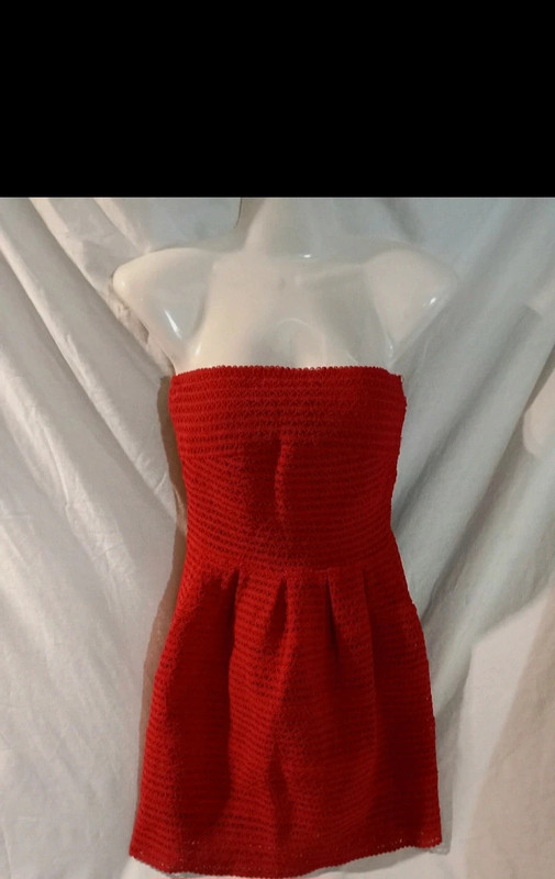 Forever 21 red rubber Strapless mini Dress small 1