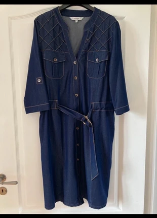 Robe en jean denim manches 3/4 Jus d’Orange ceinturée col V à poches, brand: Jus d'Orange, condition: New without tags, size: L / 40 / 12, €7.90, €9.00 includes Buyer Protection