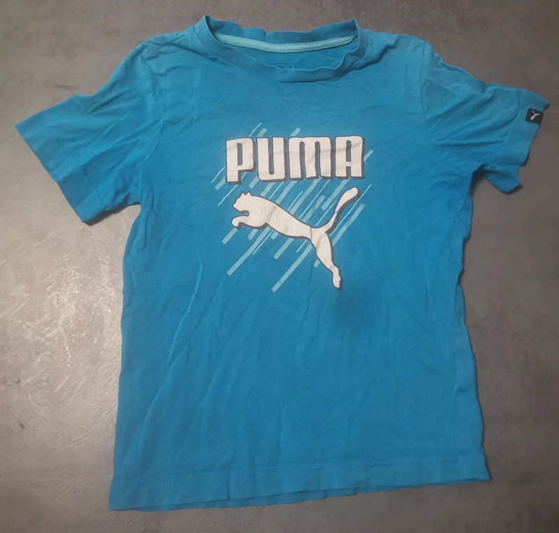 Tee shirt manches courtes enfant gar on Puma bleu turquoise 10 ans