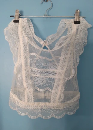 Top dentelle blanche , marca: Zara, estado: Novo sem etiquetas, tamanho: S / 36 / 8, €7.00, €8.05 inclui Proteção do Comprador
