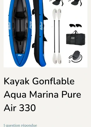 Kayak gonflable Aqua Marina Pure Air 330 – Neuf avec accessoires, merk: Aquamarine, staat: Nieuw, € 200,00, € 210,70 inclusief Kopersbescherming