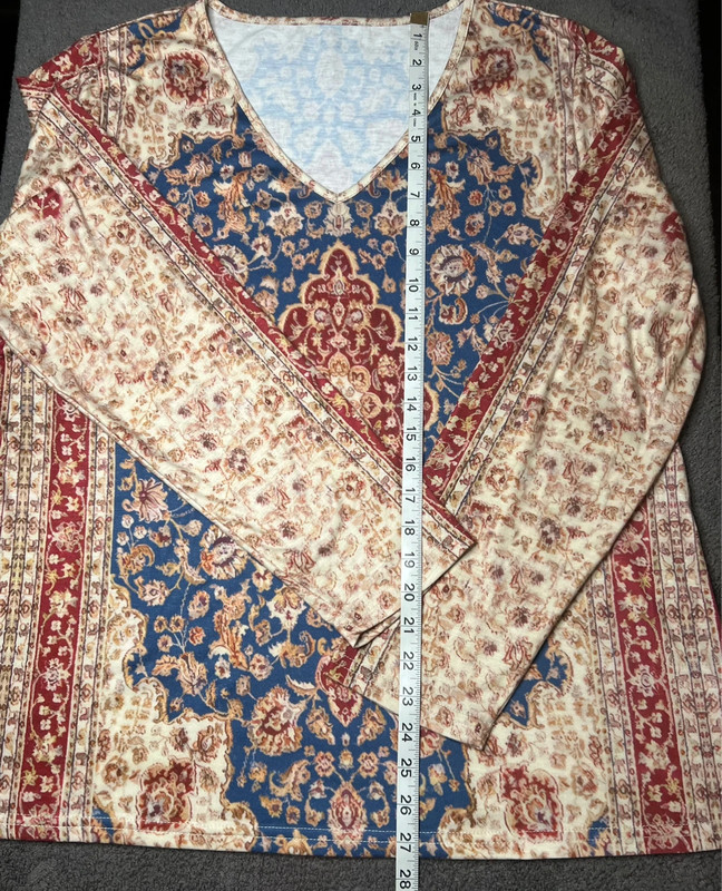 Multi Colored Paisley Shirt Blouse 2X Long Sleeve Lightweight Easy Care 4
