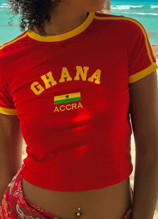 Y2k Football coquette / blokette inspired Ghana baby tee crop top, brand: Billy Amsterdam, condizioni: Nuovo senza cartellino, taglia: M / IT 42 / EU 38, €20.00, €21.70 include la Protezione acquisti Pro
