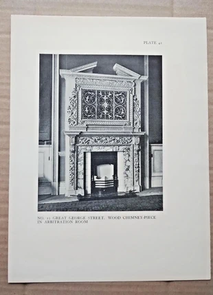 Chimneypiece at 12 Great George Street, Westminster - Antique Print - 1926, brand: NO LABEL, condition: Good, £8.99, £10.14 includes Buyer Protection Pro