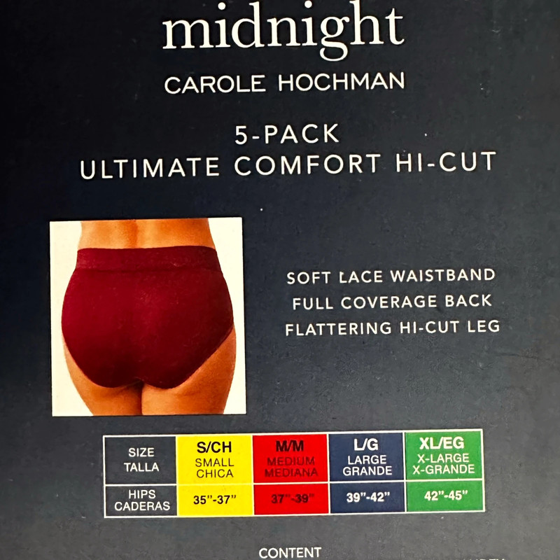 Carole Hochman Midnight Women's Ultimate Comfort Hi-Cut 5-pack, Colors/Sizes