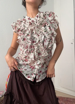 Ruffles flowers blouse, marca: Best-Emilie, estado: Muy bueno, tamaño: S / 36 / 8, 7,00 €, 8,05 € Protección al comprador incluida