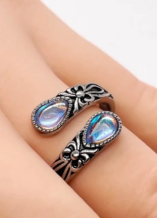 Bague femme ajustable en argent, ornée de deux pierres de lune ovale, estado: Nuevo sin etiquetas, tamaño: Ajustable, 15,00 €, 16,45 € Protección al comprador Pro incluida