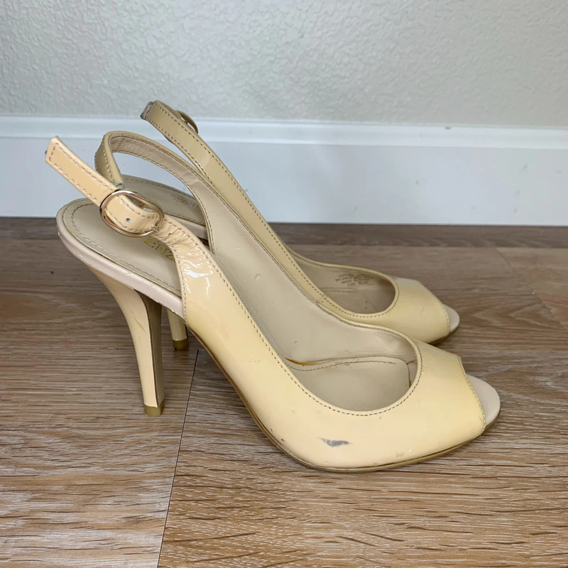 Enzo Angiolini Slingback Eamykell Nude Patent Leather Heels Pumps