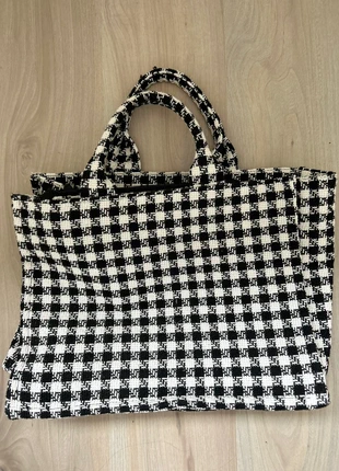 Designer inspired shopper – zwart/wit pied-de-poule, marque: geen, état: Très bon état, 10,00 €, 11,20 € Protection acheteurs incluse