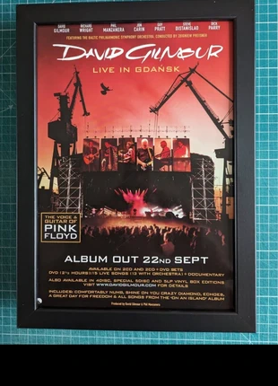 David Gilmour (Pink Floyd). Live in Gdansk. Framed advert, brand: Music, condition: Like new, £10.00, £11.20 includes Buyer Protection