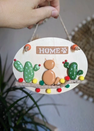 Décoration à suspendre chat et cactus, marque: Fait Main, état: Neuf sans étiquette, 12,00 €, 13,30 € Protection acheteurs incluse