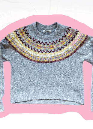 Pull gris motifs, marque: Pull & Bear, état: Bon état, taille: M / 38 / 10, 10,00 €, 11,20 € Protection acheteurs incluse