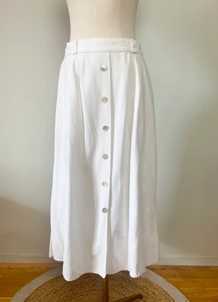 Jupe midi vintage boutonnée blanche lin coton #vintage #jupes, brand: Vintage, condition: Very good, size: L / 40 / 12, €14.00, €15.40 includes Buyer Protection Pro