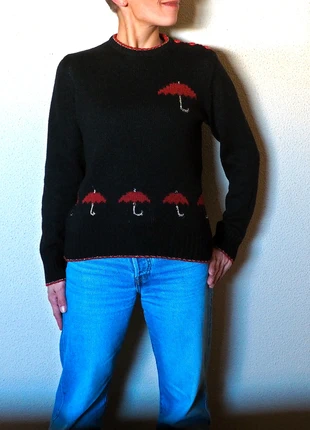 Vintage 70s Umbrellas Ugly Sweater Pull Laine Motif Parapluies S-M, marca: Vintage, estado: Muy bueno, tamaño: S / 36 / 8, 30,00 €, 32,20 € Protección al comprador incluida