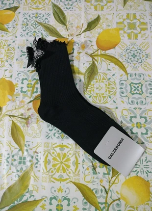 Calzini neri con fiocco strass, marque: Calzedonia, état: Neuf avec étiquette, taille: Taille unique, 3,40 €, 4,27 € Protection acheteurs incluse