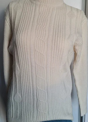 pull chic blanc crème torsadé en coton et laine vintage- taille L/XL, état: Très bon état, taille: L / 40 / 12, 10,00 €, 11,20 € Protection acheteurs incluse