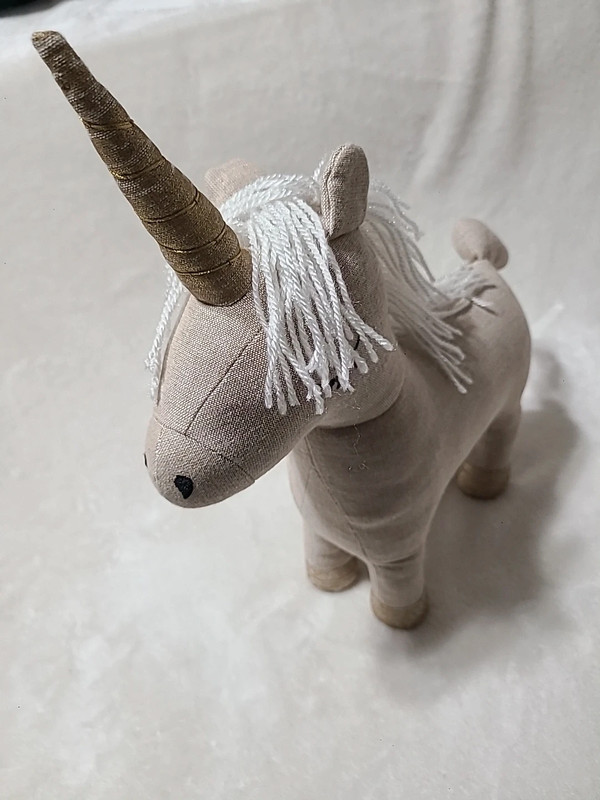 Pillowfort Beige Unicorn with Gold Hoofs And Horn  Size- 12x 15 3