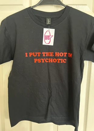 New Black Red Slogan T-shirt 10/12 Put Hot in Psychotic, brand: grim, condition: New with tags, size: M / UK 12-14, £3.50, £4.38 includes Buyer Protection
