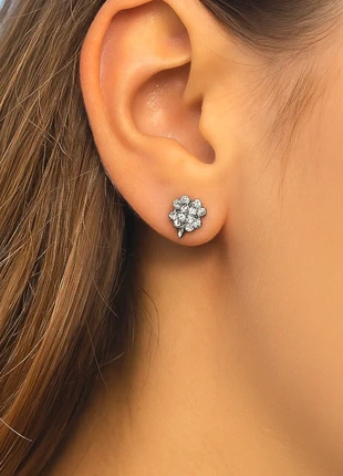 Paio di orecchini quadrifogli cristalli bianchi argento S925, marque: Stroili, état: Neuf sans étiquette, 15,00 €, 16,45 € Protection acheteurs incluse