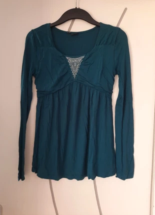 Haut bleu canard strass 34 36, merk: Bodyflirt, staat: Heel goed, maat: S / 36 / 8, € 2,00, € 2,80 inclusief Kopersbescherming