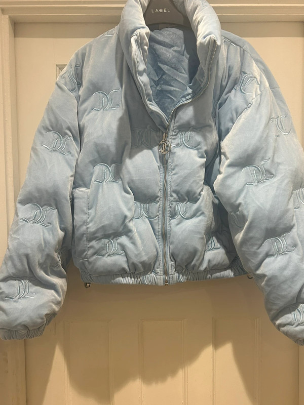 Light blue Juicy Couture monogram quilted velour puffer jacket 2