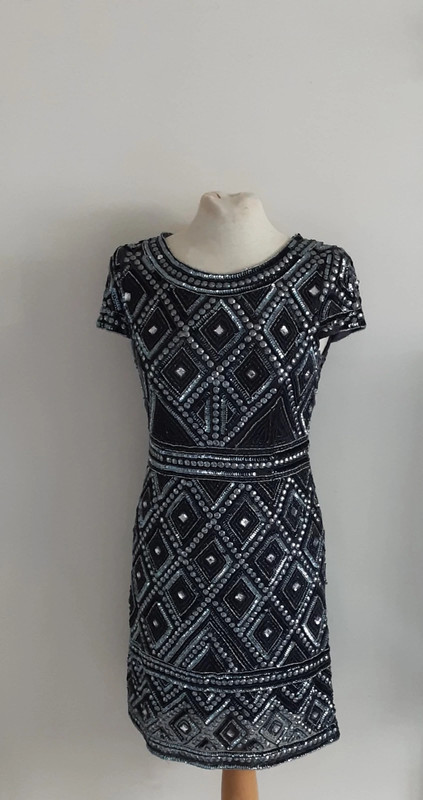 Women s Adrianna Papell Grey Sequins Beads Dress Size UK8 Vinted