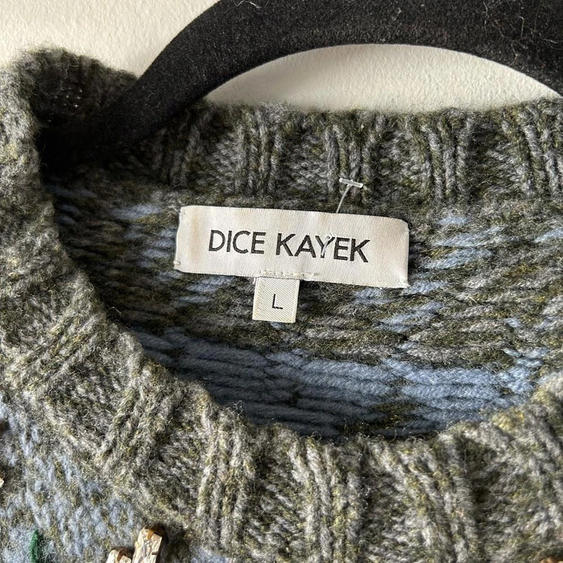 Dice Kayek Jeweled And Fringe Grey Wool Sweater (As Is) 2