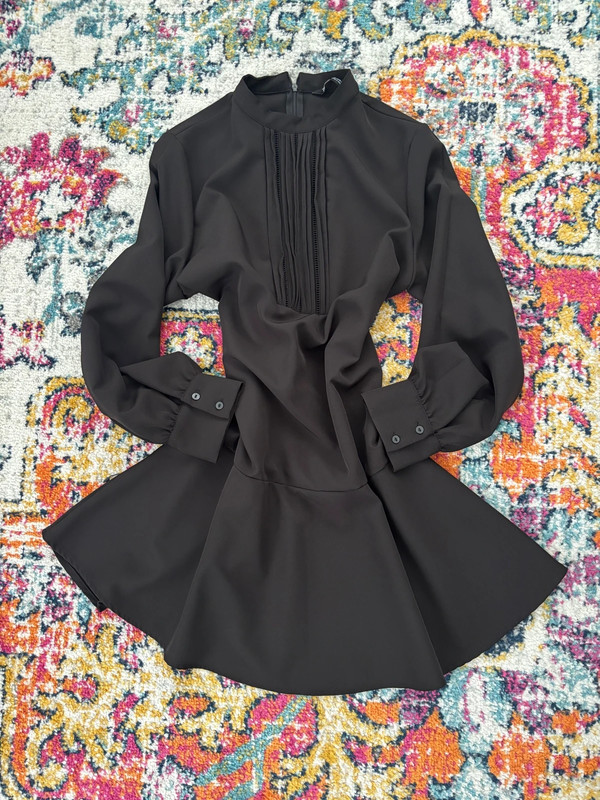 ZARA Black Long Sleeve High Neck Peplum Skirt Dress 2