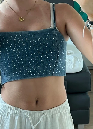 spijkertopje met glitters, marque: New Yorker, état: Très bon état, taille: S / 36 / 8, 3,00 €, 3,85 € Protection acheteurs incluse