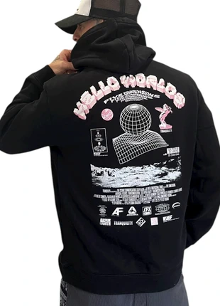 Sweat, à capuche de la marque, H&M, noir avec motif dans le dos en taille L, brand: H&M, condition: Good, size: L / 40 / 12, €10.00, €11.20 includes Buyer Protection