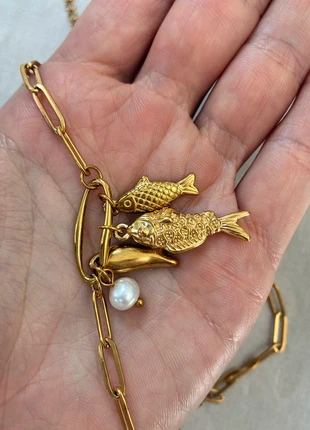 Fish charm gold necklace, brand: meemo studio, condition: New without tags, £15.00, £16.45 includes Buyer Protection
