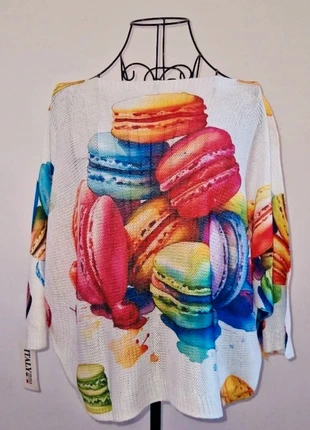 Pull neuf macarons en Folie Taille unique Neuf, marque: Made In Italy, état: Neuf avec étiquette, taille: XL / 42 / 14, 11,99 €, 13,29 € Protection acheteurs incluse