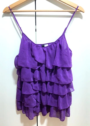 Débardeur à volants mauve Ts/ H&M, brand: H&M, condition: Very good, size: S / 36 / 8, €4.90, €5.85 includes Buyer Protection