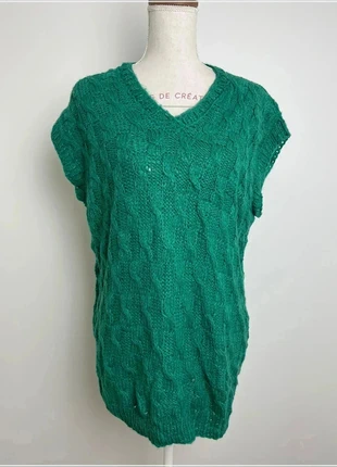 Pull sweat col v en maille sans manches vert pour femme taille XL #CS1, staat: Heel goed, maat: XL / 42 / 14, € 12,00, € 13,30 inclusief Kopersbescherming