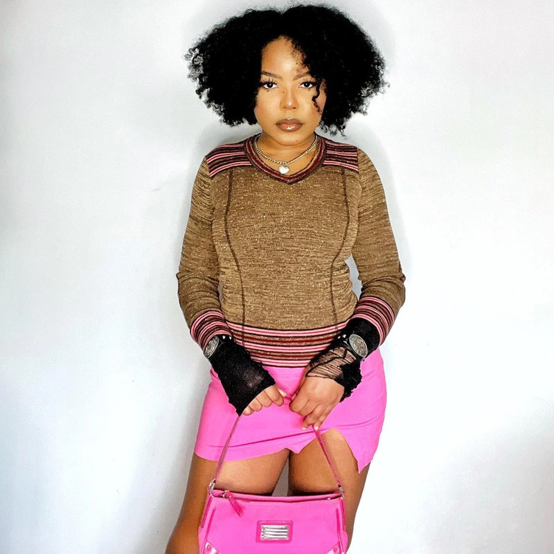 Y2K Brown and Pink Knit Sweater Top 1