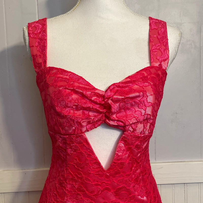 Jessica McClintock 80s vintage, pink lace, mini dress, sweetheart dress 4